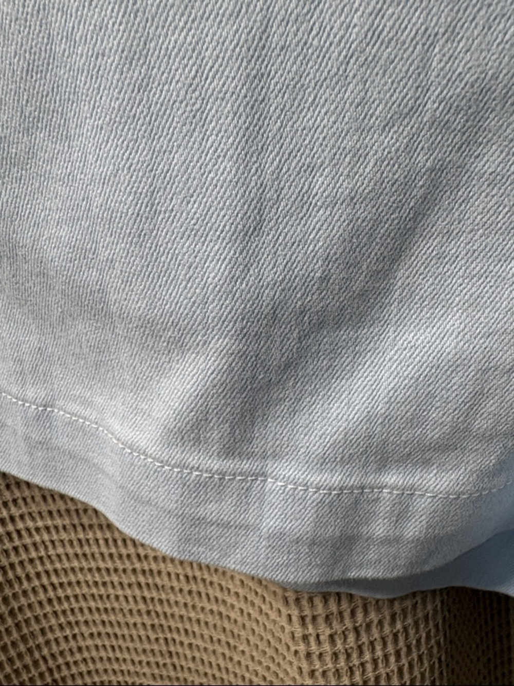L'AGENCE Pale Blue High-Waist Cotton Shorts with White Waistband - Picture 6 of 9